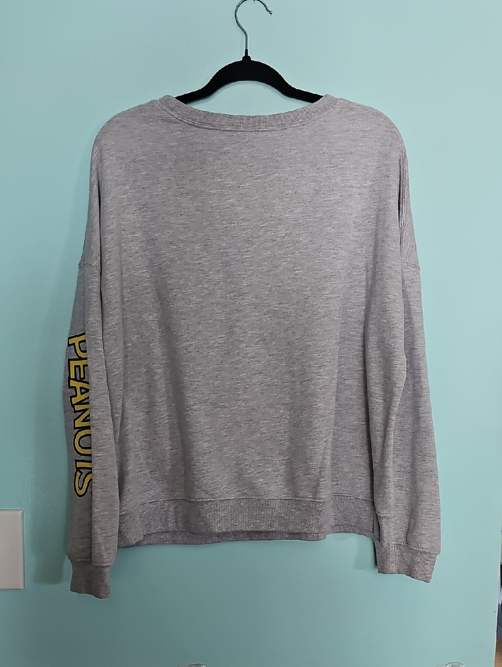 Womens/ Jrs Peanuts Gray Sweatshirt with Yellow Logo & Accents - Picture 2 of 3